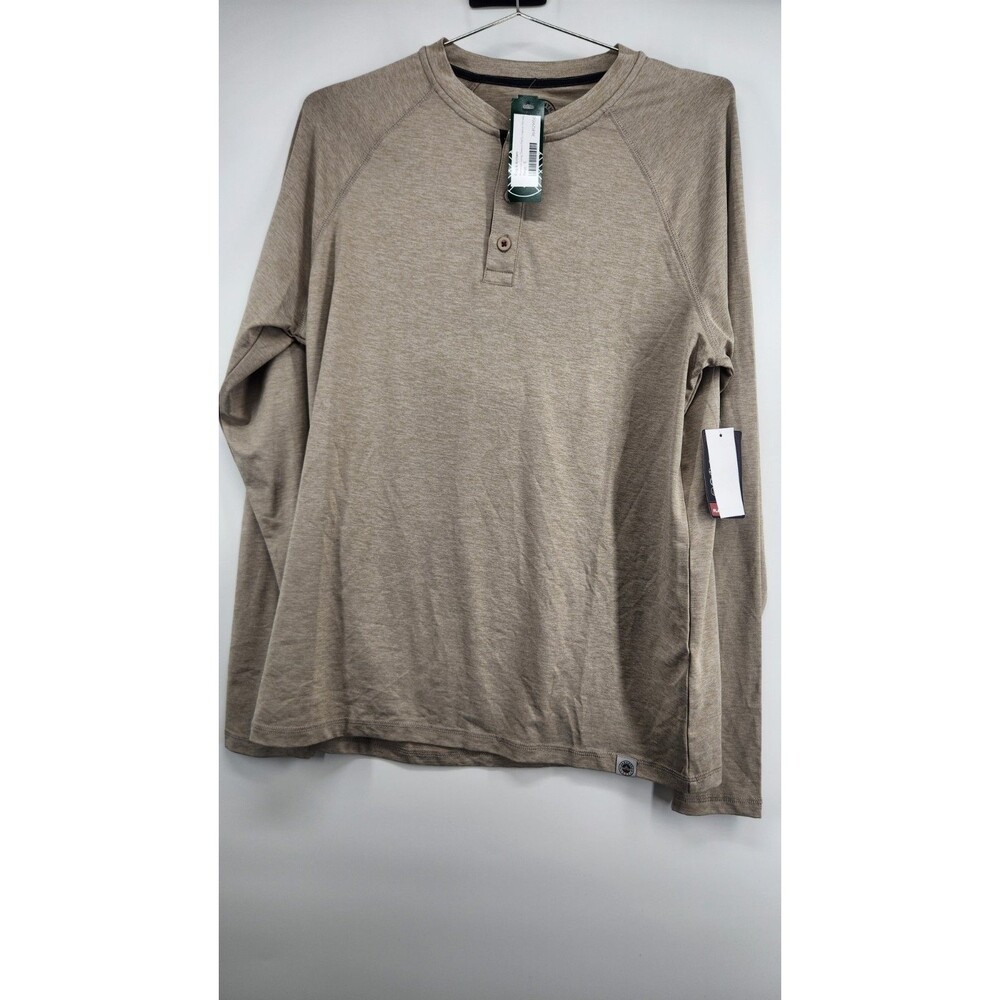 Flag & Anthem Beige Small Hanover Long‎ Sleeve Performance Henley Shirt NWT
